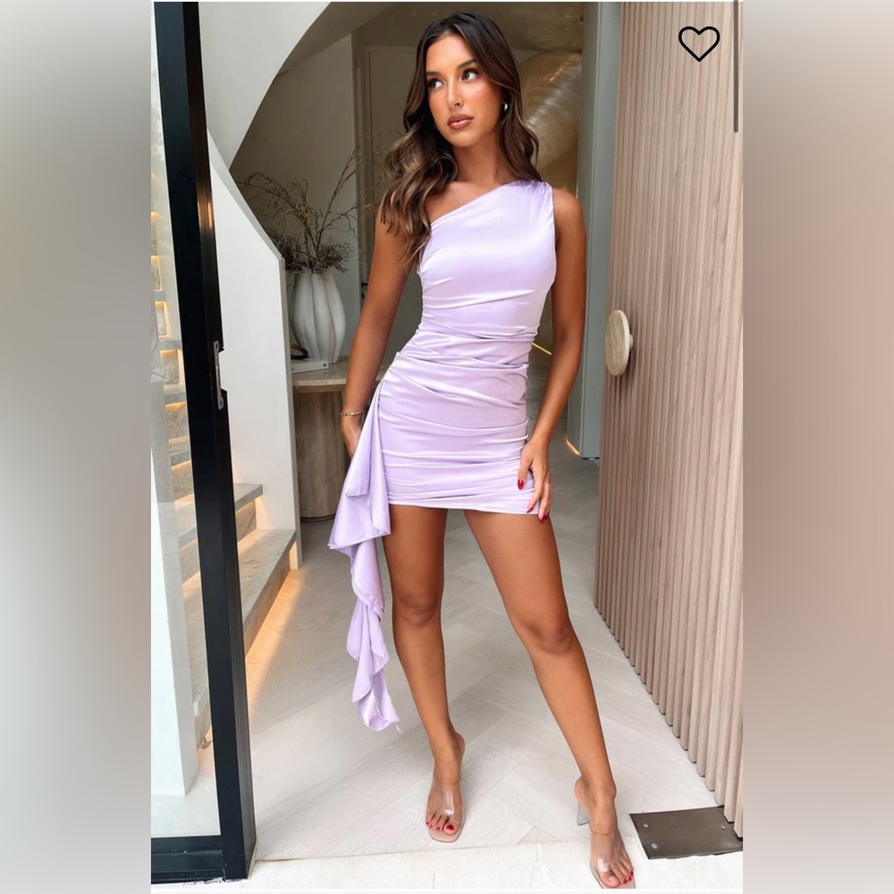 Lilac One Shoulder Satin Dress